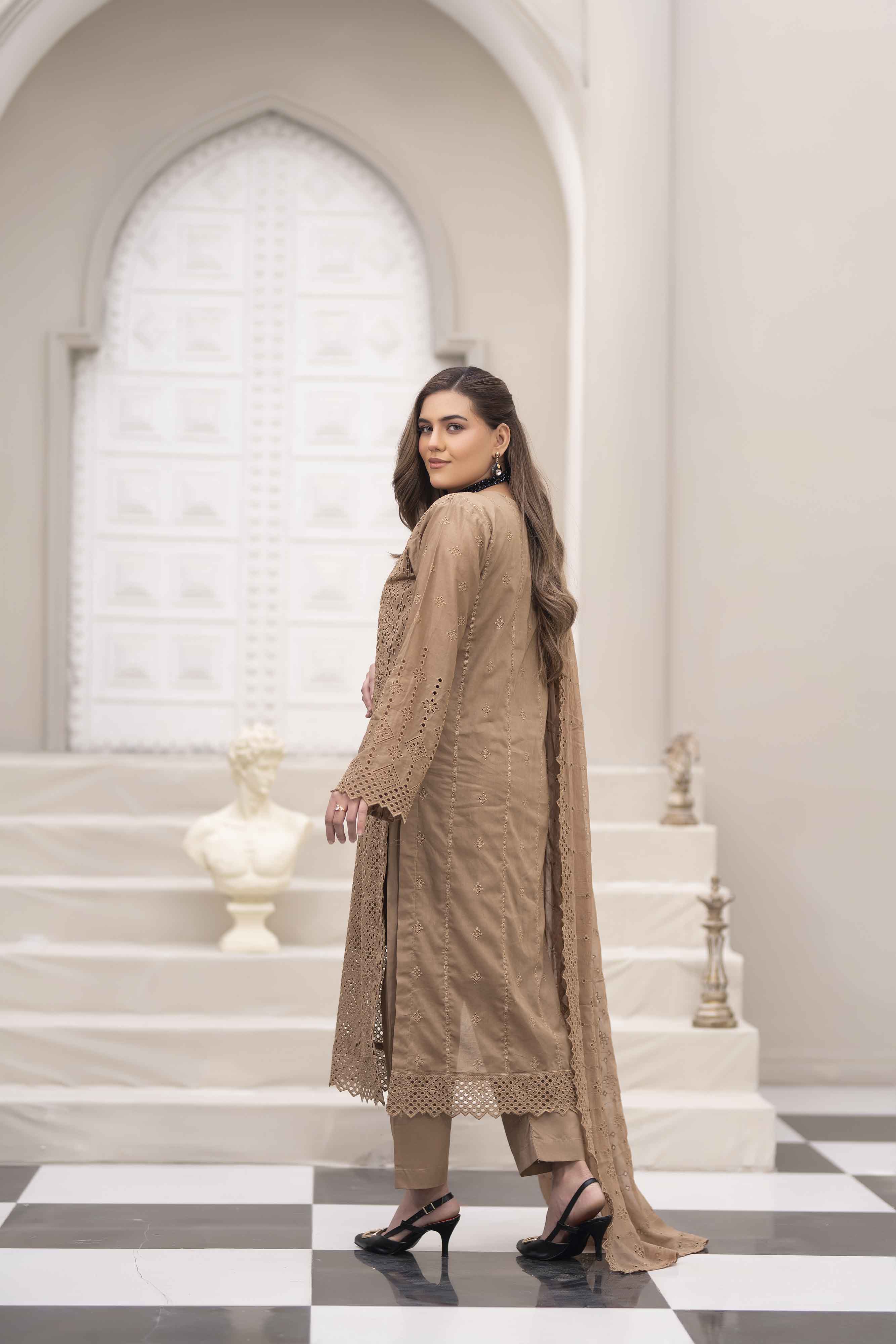 Luxury Skin 3 Pcs Schiffli Embroidered Luxury Lawn Set