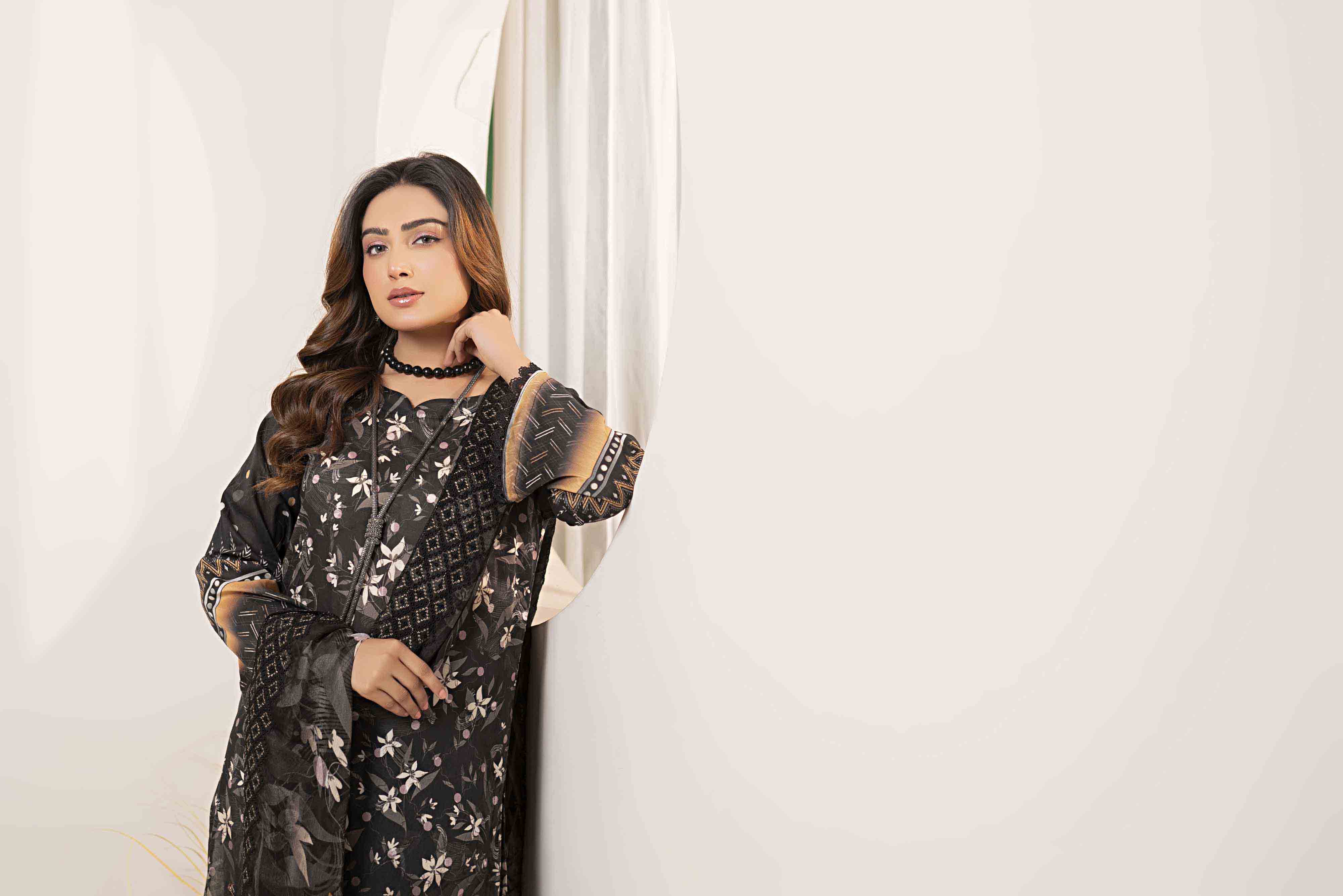 Luxury Black Embroidered Lawn Set