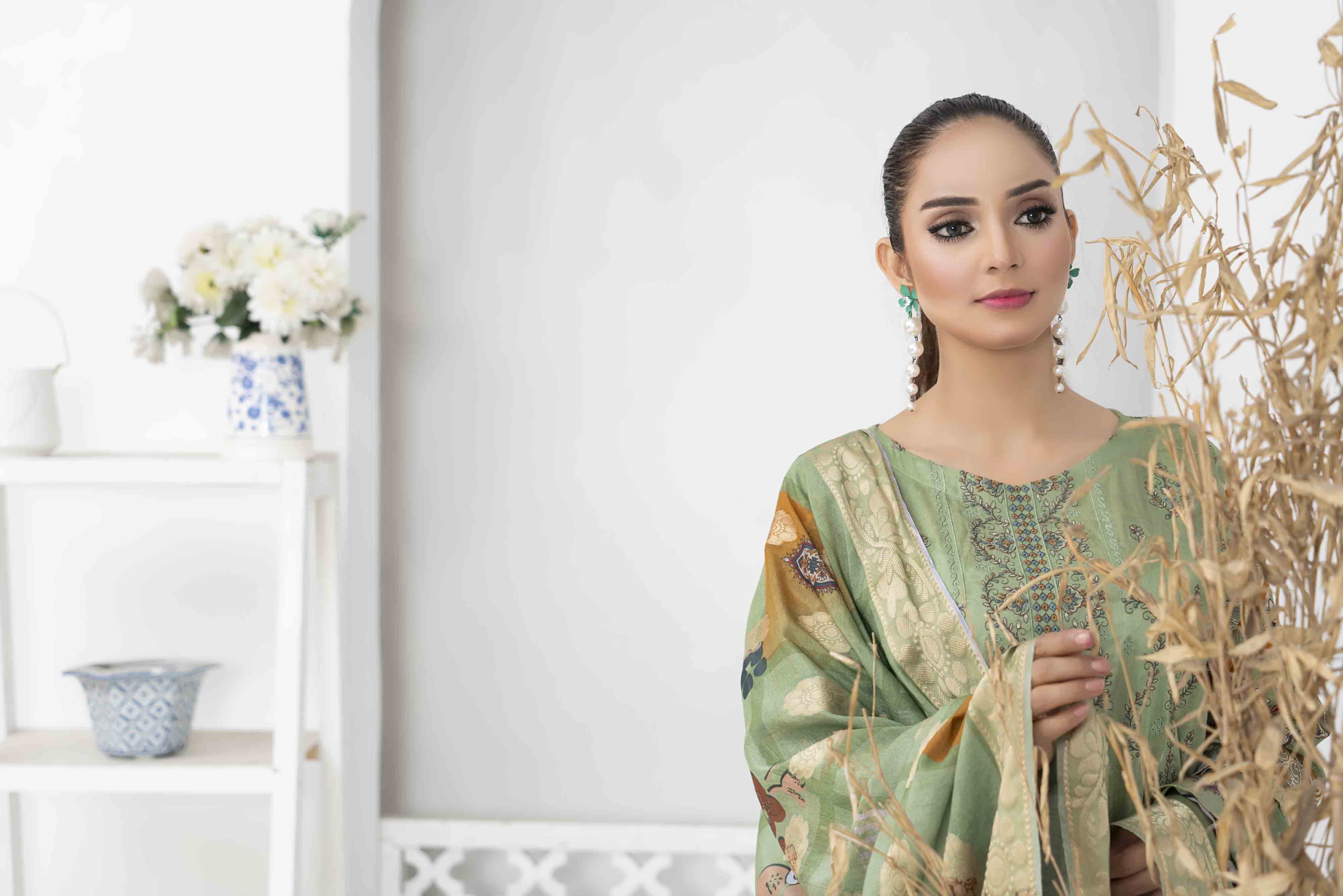 Luxury Pistachio Printed Embroidered 3 Pcs Lawn Set