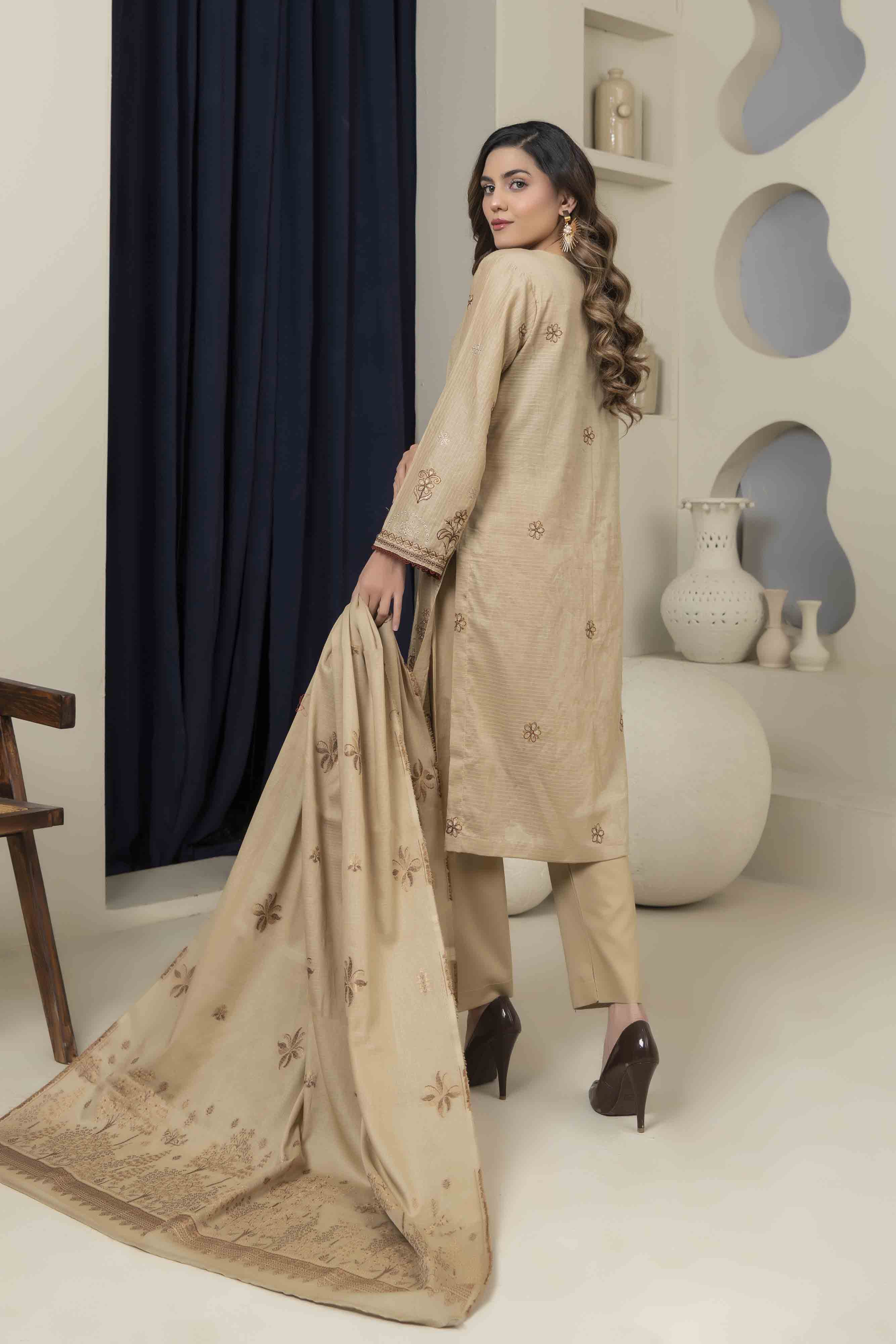 Luxury Beige Embroidered Doria 3 Pcs Lawn Set