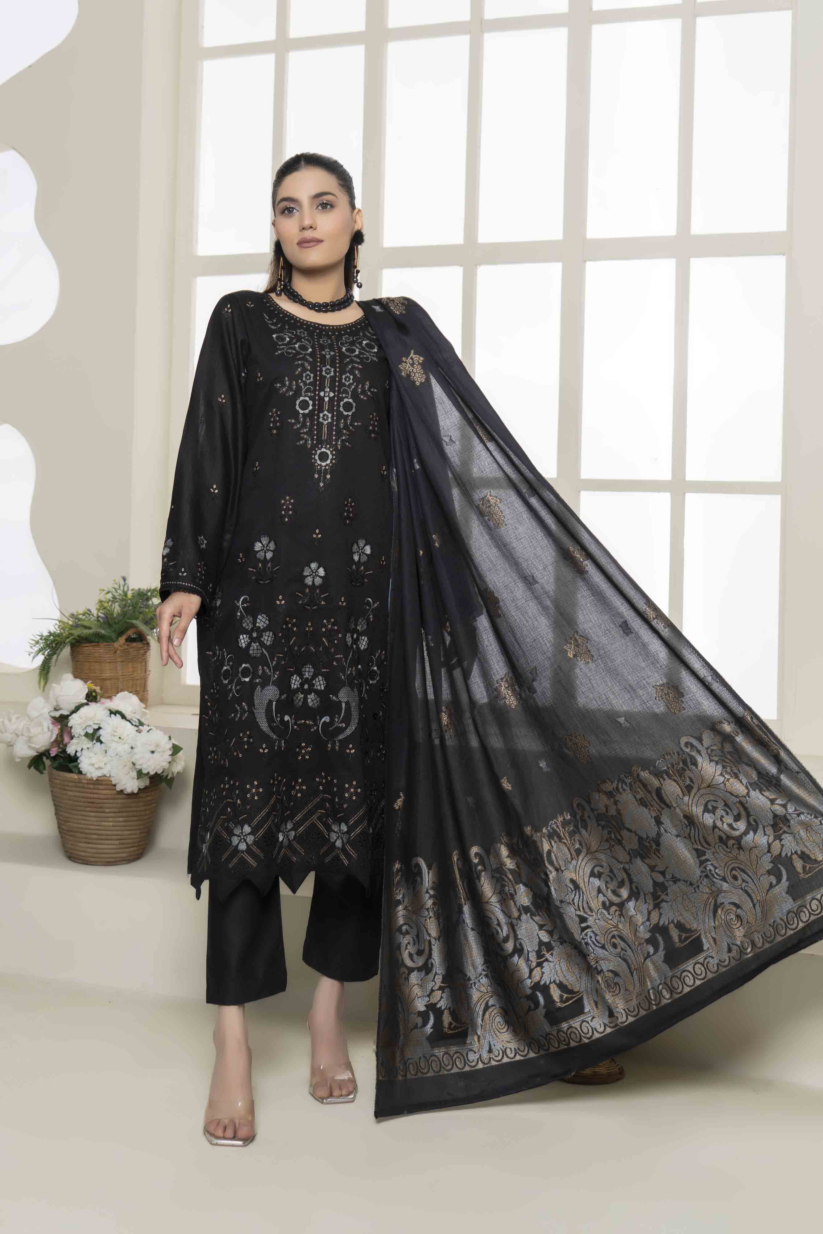 Luxury Black Embroidered Doria 3 Pcs Lawn Set