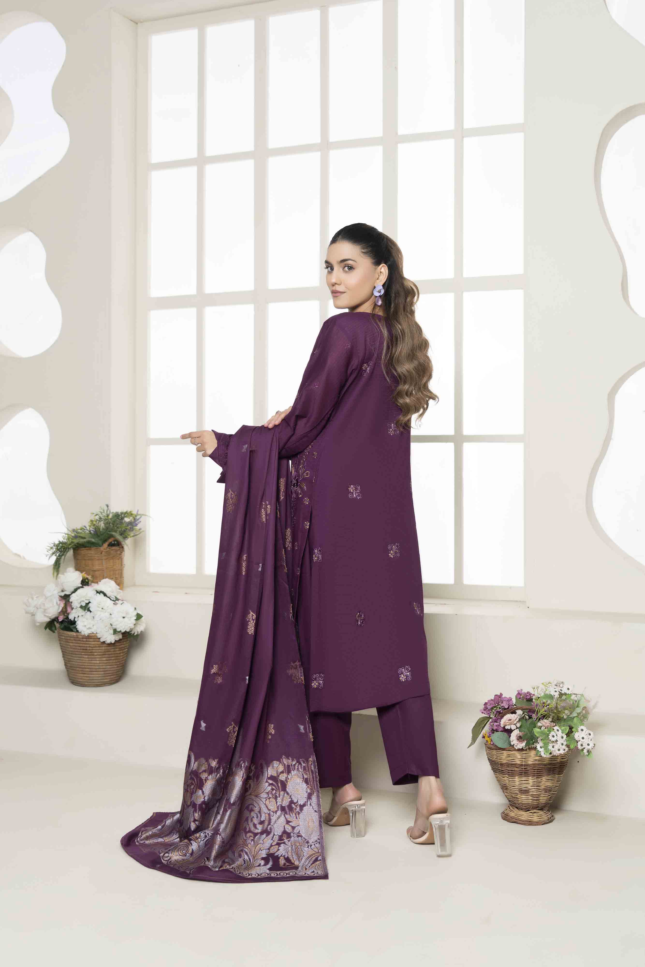 Luxury Magenta Embroidered Doria 3 Pcs Lawn Set