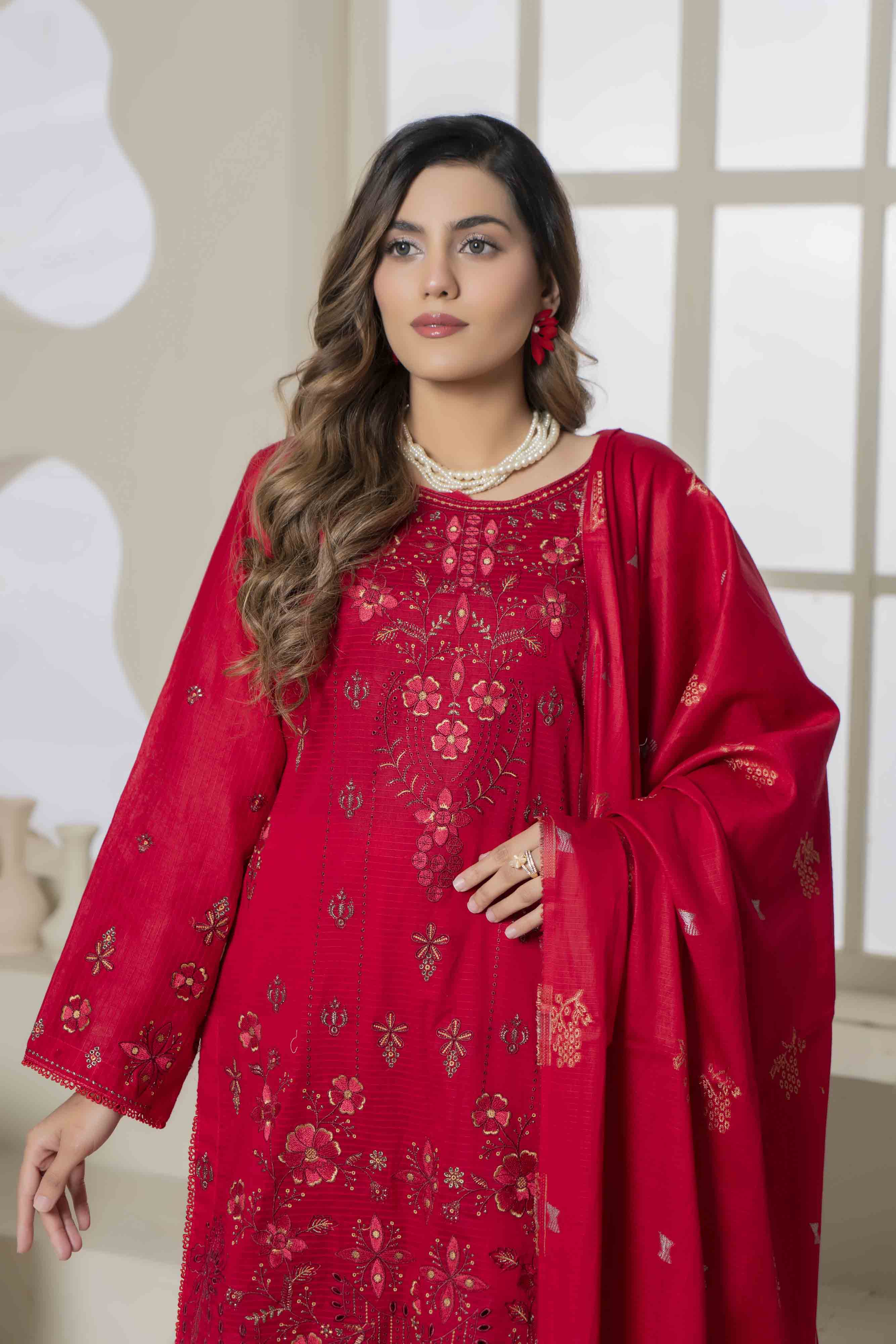 Luxury Pink Embroidered Doria 3 Pcs Lawn Set