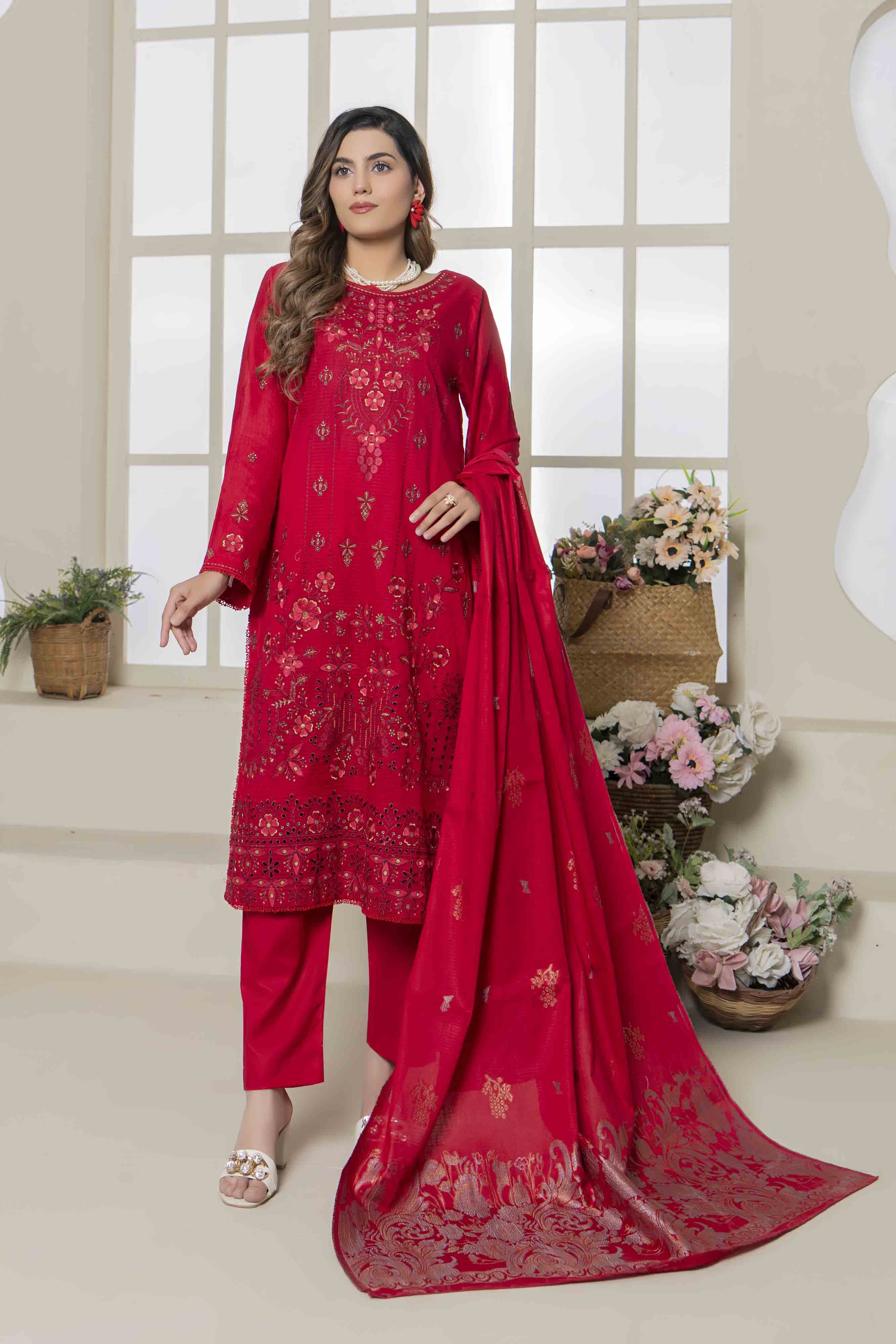 Luxury Pink Embroidered Doria 3 Pcs Lawn Set