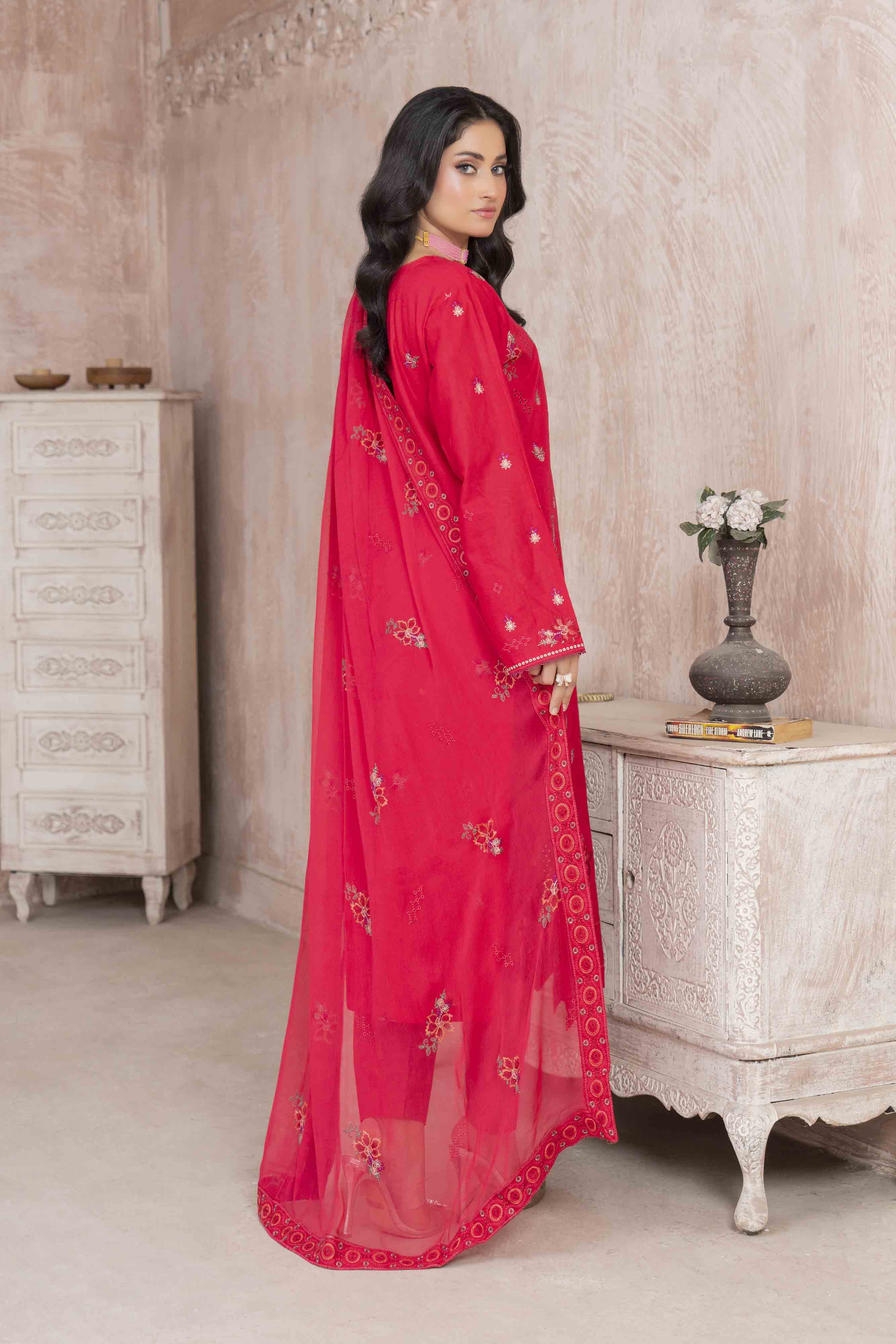 Luxury Pink Embroidered Lawn Set